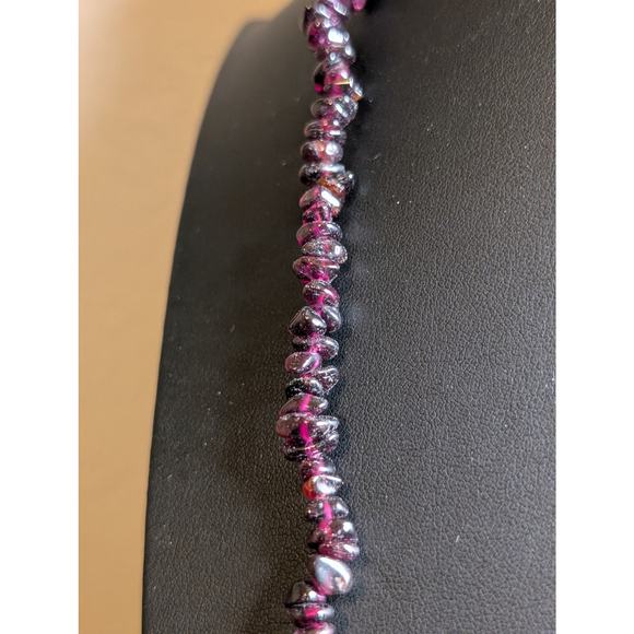 Single Strand Garnet/Amethyst Chip Bead 34" Necklace - Picture 2 of 7